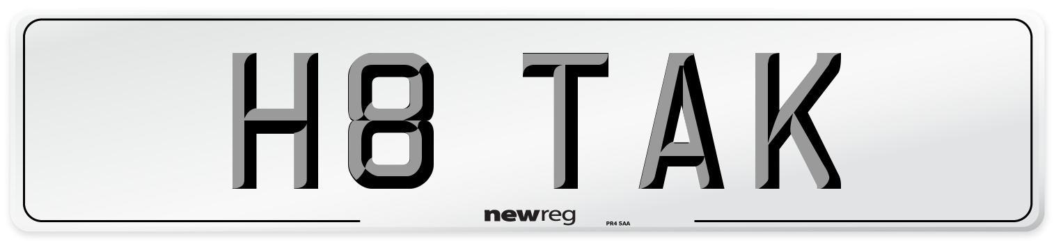 H8 TAK Number Plate from New Reg